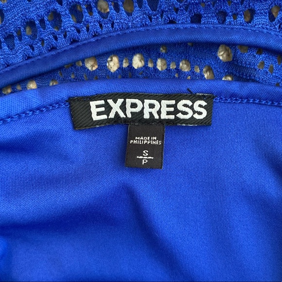 EXPRESS BLUE LACE MINI DRESS, THREE QUARTER SLEEVE, ADJUSTABLE STRAPS SIZE SMALL - Picture 8 of 8